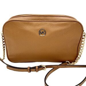 Fulton Cross-Body Bag Michael Kors Acorn Brown Pebbled Leather Large East West